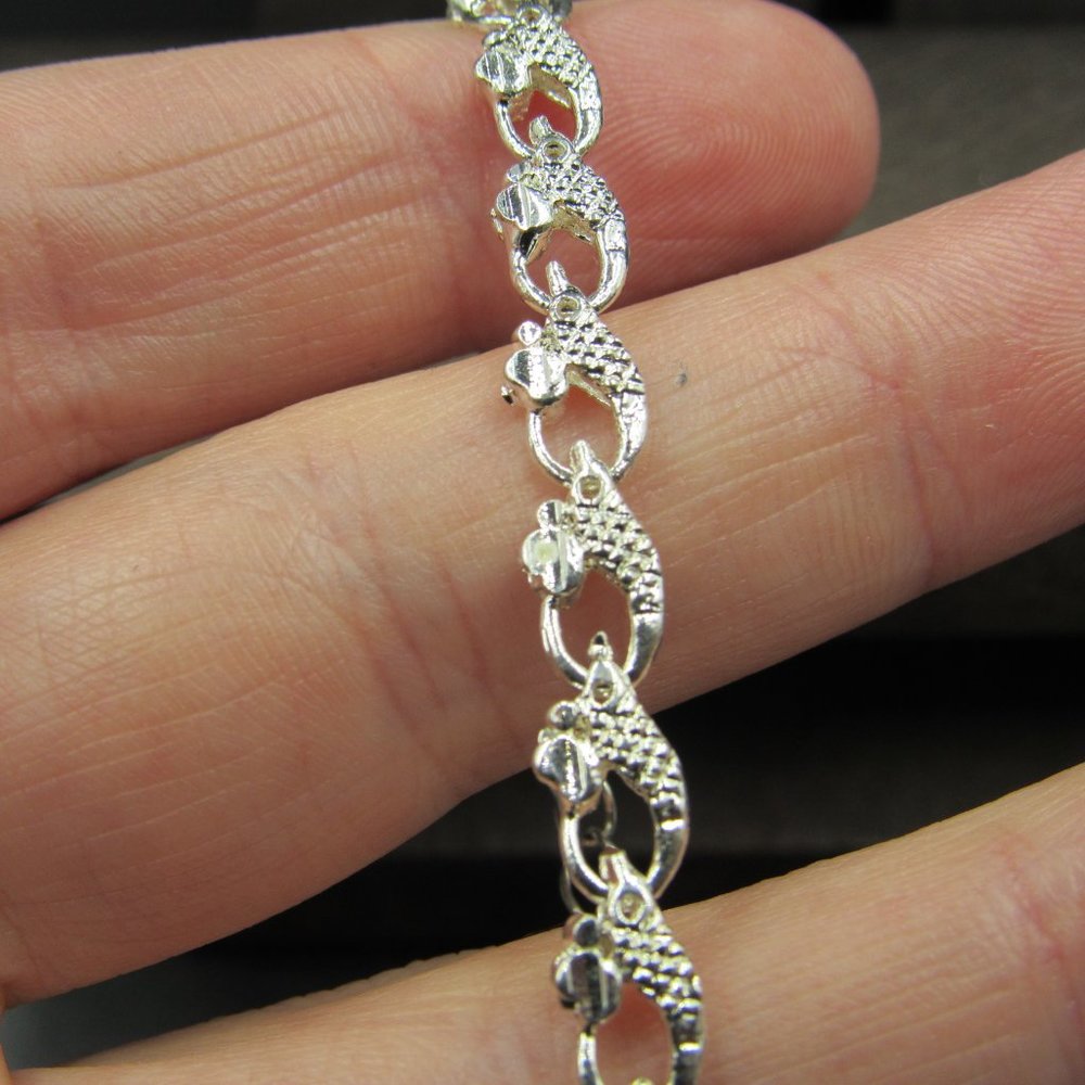 8" Sterling Silver Unknown Pattern Chain Bracelet… - image 3